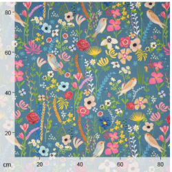 Tissu Extérieur Dralon Oiseaux et Fleurs Bleu Acier | Oeko-Tex - Decomod